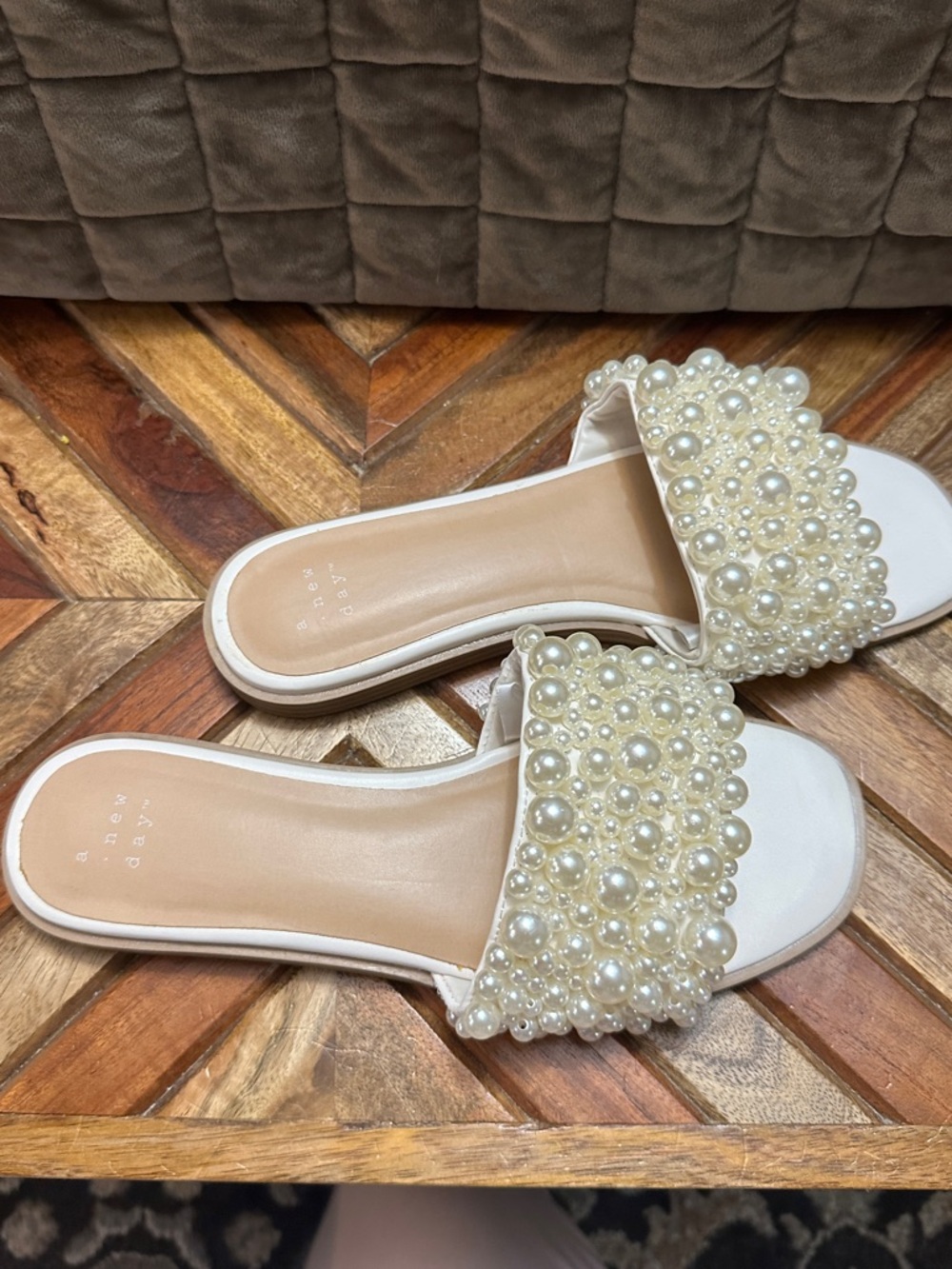 a new day Pearl-Embellished White Slide Mules - Picture 3 of 3